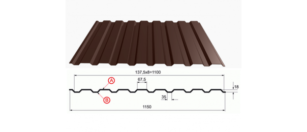 Профнастил коричневый оцинкованный  RAL 8017 С-20 купить недорого в Оболенске